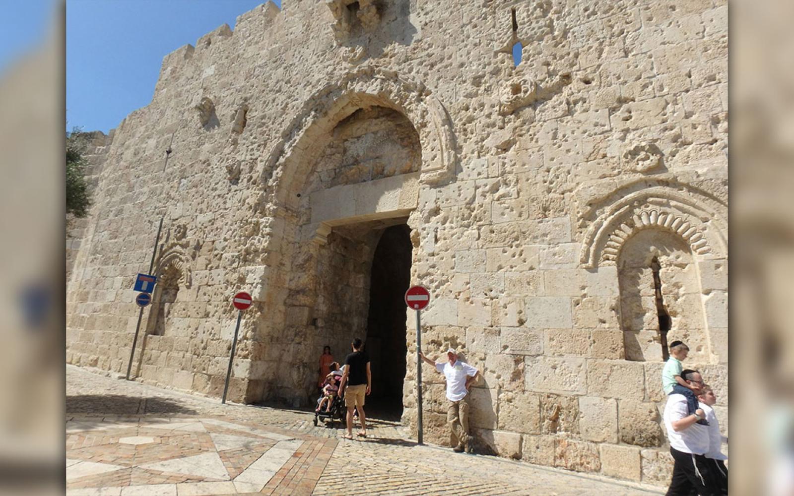 The gate is also called the Wounded Gate as it bears the “scars” of bullet holes from the 1948 Israeli War of Independence.
