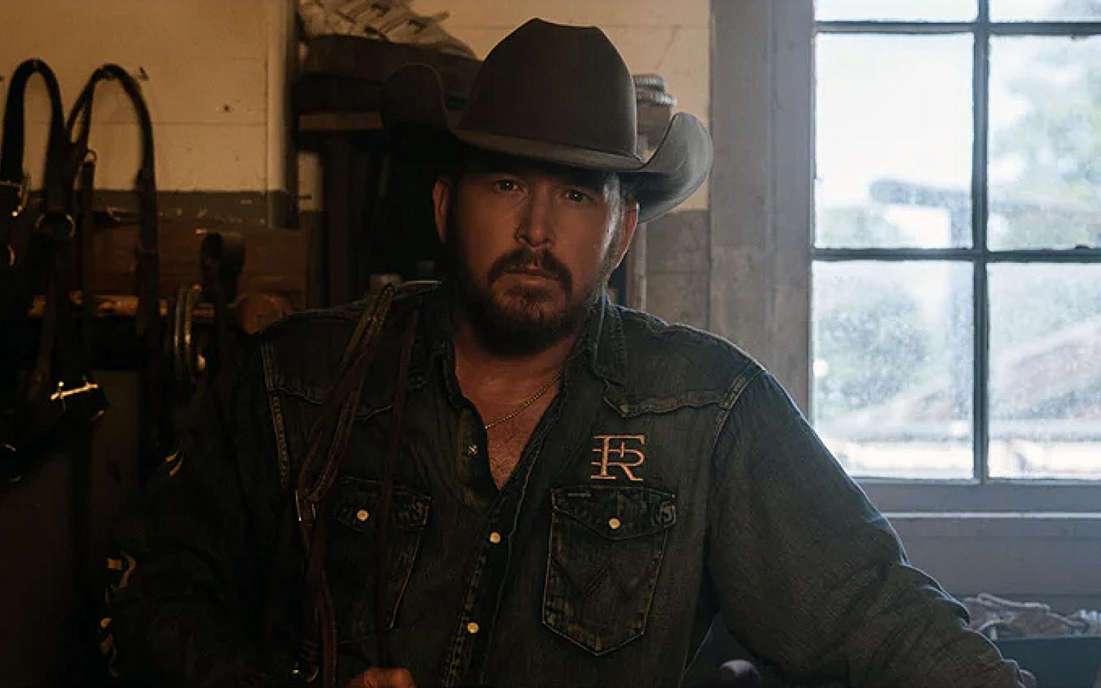 Cole Hauser, in a promo shot from his coffee company, Free Rein Coffee Company.