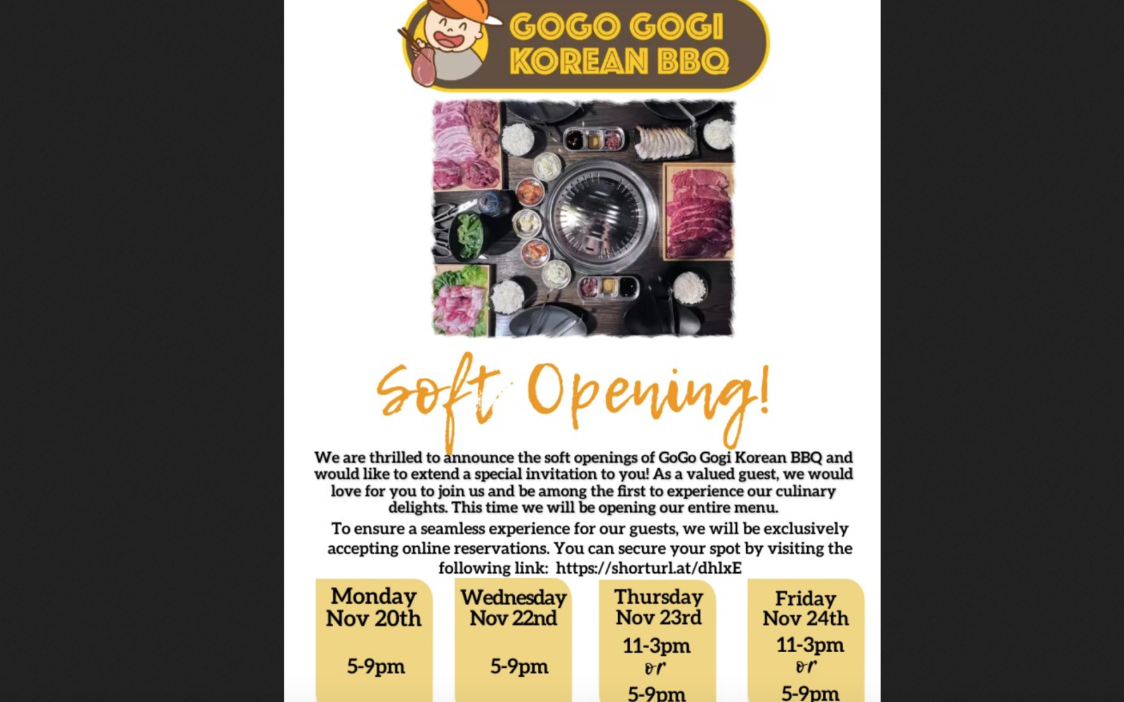 Gogo Gogi Korean BBQ Opens (Courtesy Gogo Gogi)