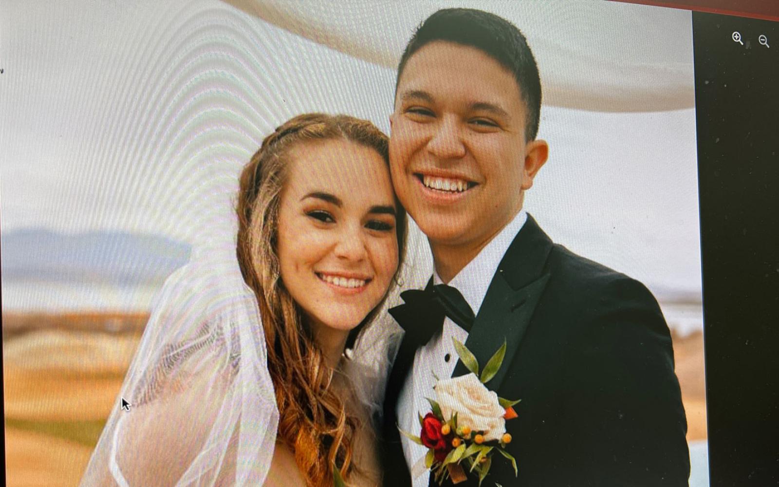 Wife Lexi Magdaleno and her husband Rubin "Junior" Magdaleno on their wedding day in 2020.