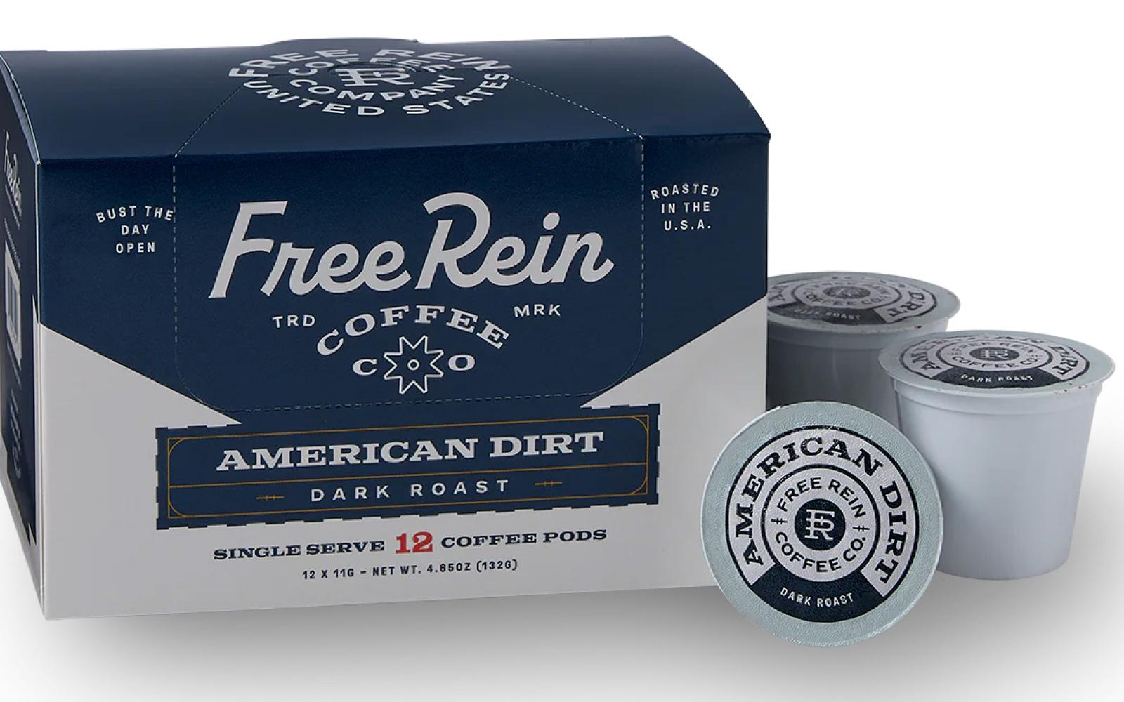 Typical packaging for San Angelo's Free Rein Coffee does not incorporate the "FR" brand logo.
