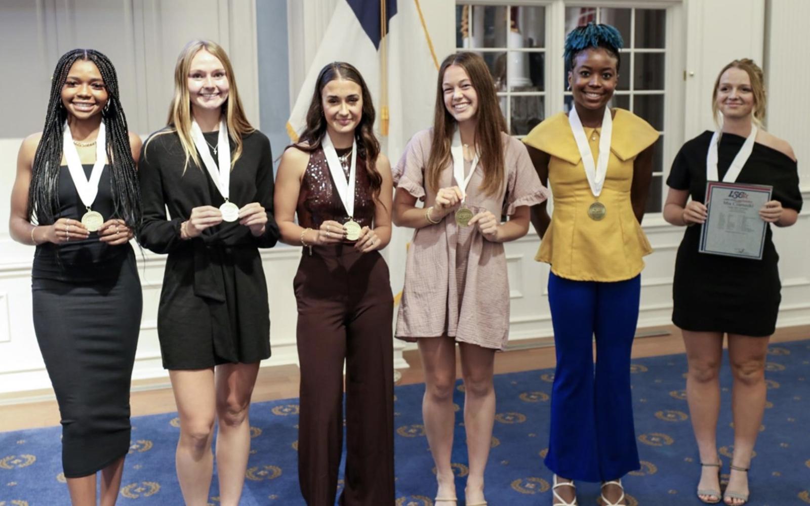 Lone Star Conference Award Winners featuring Angelo State Belles Mia Czarnecki (Far Right)