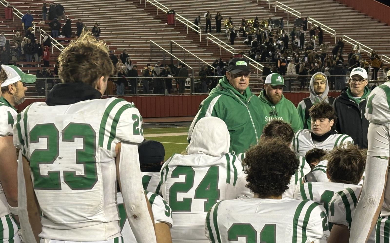 Wall Head Coach Houston Guy talks to his players after loss to Canadian