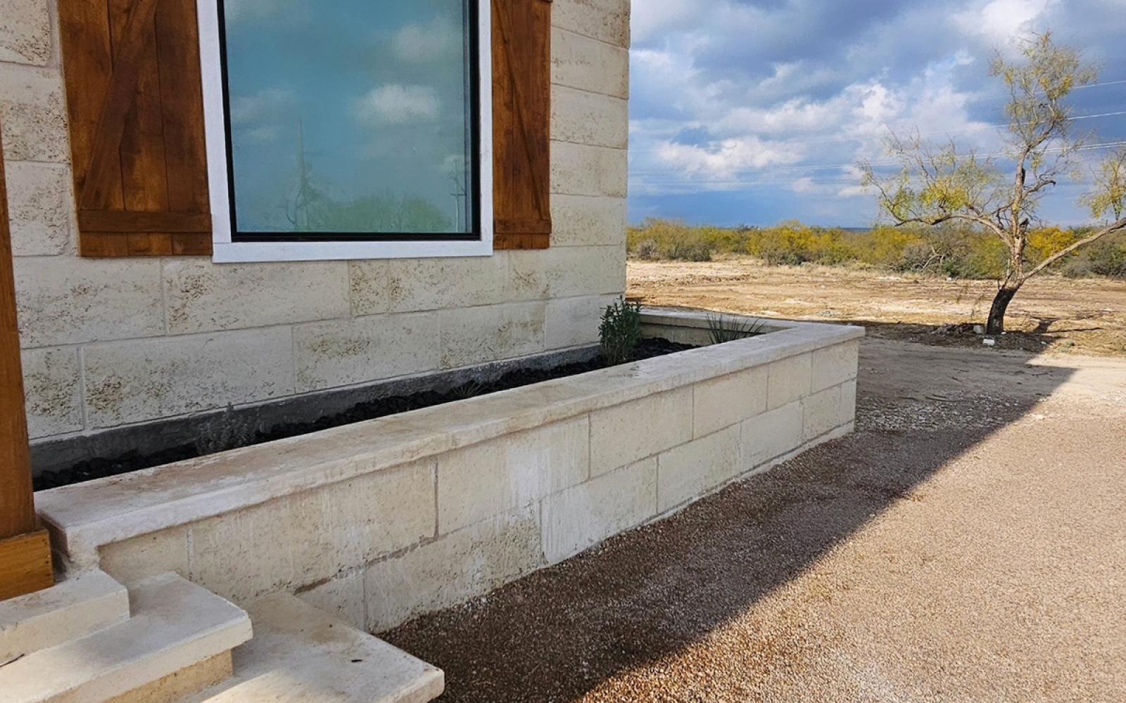 A closer look at an AussieRock exterior at a home that is under construction near San Antonio.