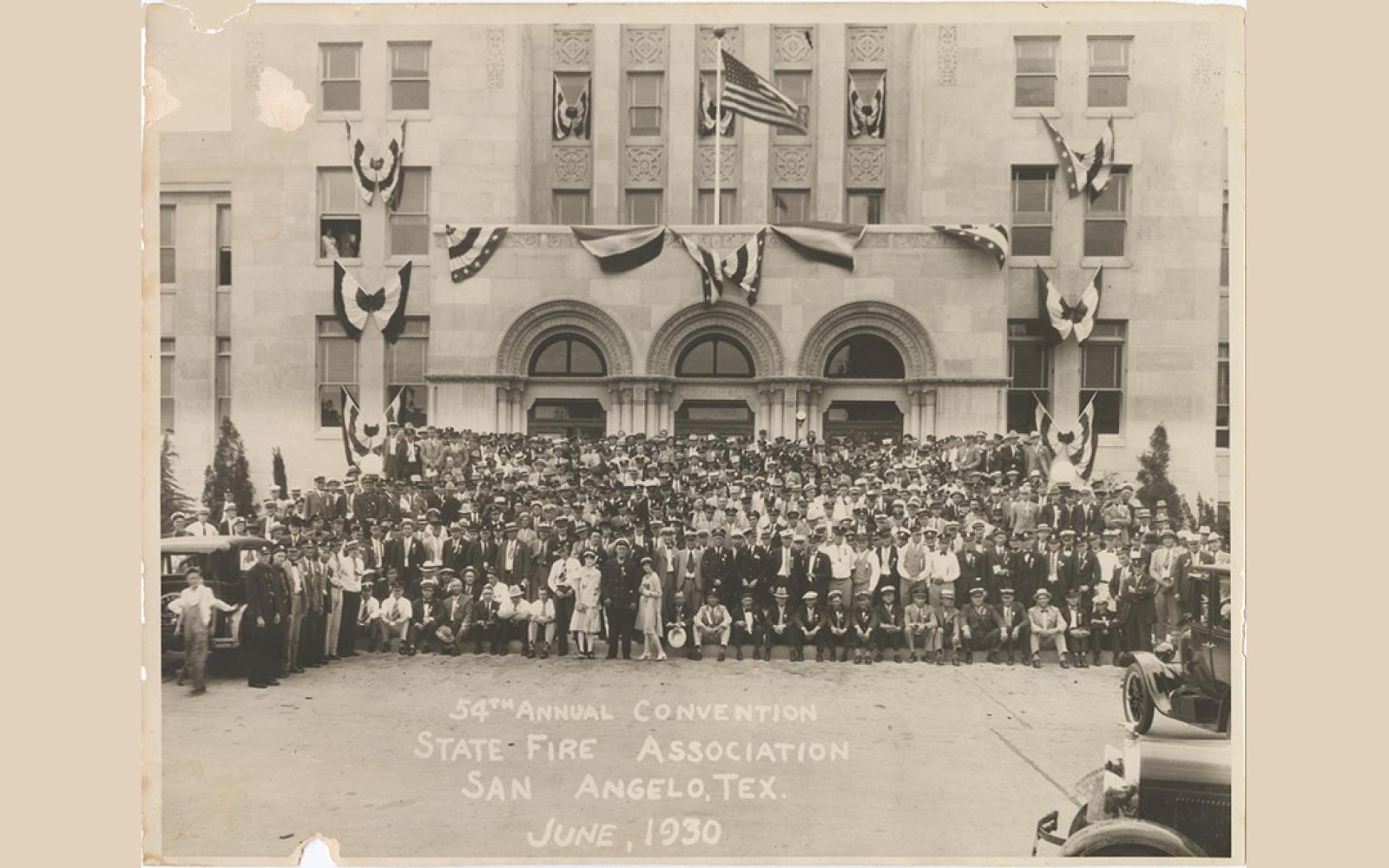 The San Angelo City Hall in June 1930 for the 54th Annual Convention of the State Fire Association.