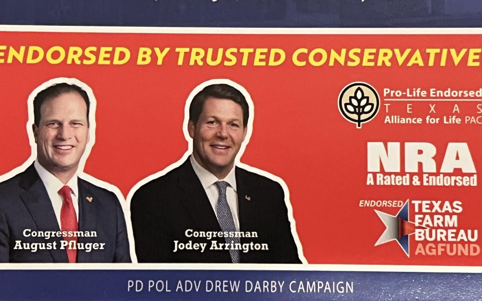 Drew Darby Endorsed by Pfluger/Arrington (Courtesy Darby Campaign)