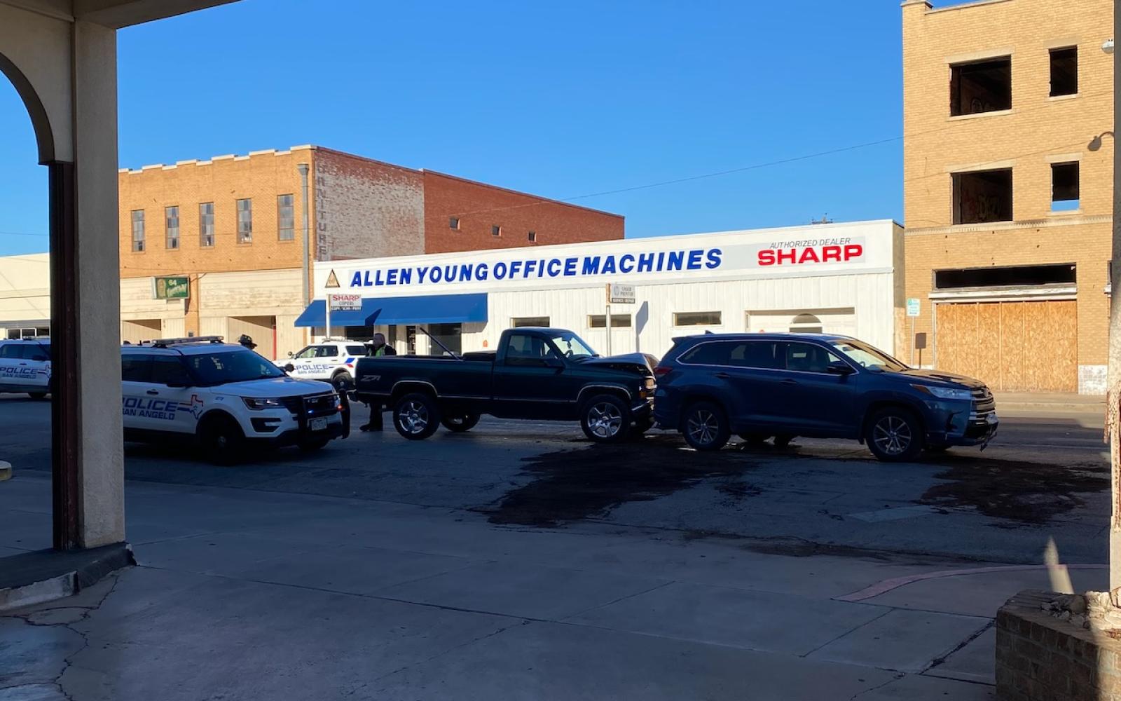 SAN ANGELO, TX — A partying man started partying too early before he headed downtown. He ended up cuffed in the back of a San Angelo Police Department cruiser after plowing his big ‘ol pickup into the back a Toyota Highlander with a mom and her little girl.