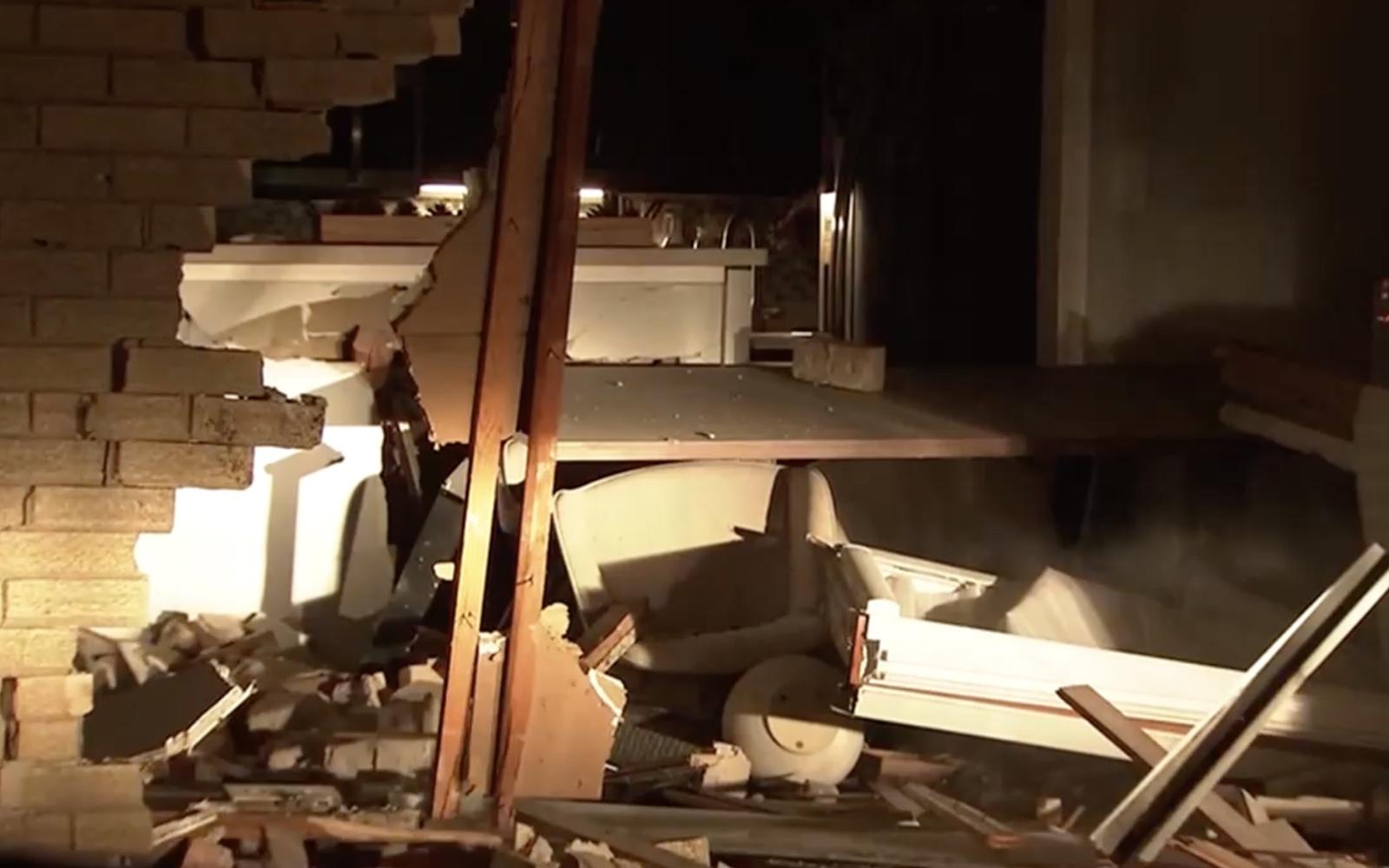 wreckage of house
