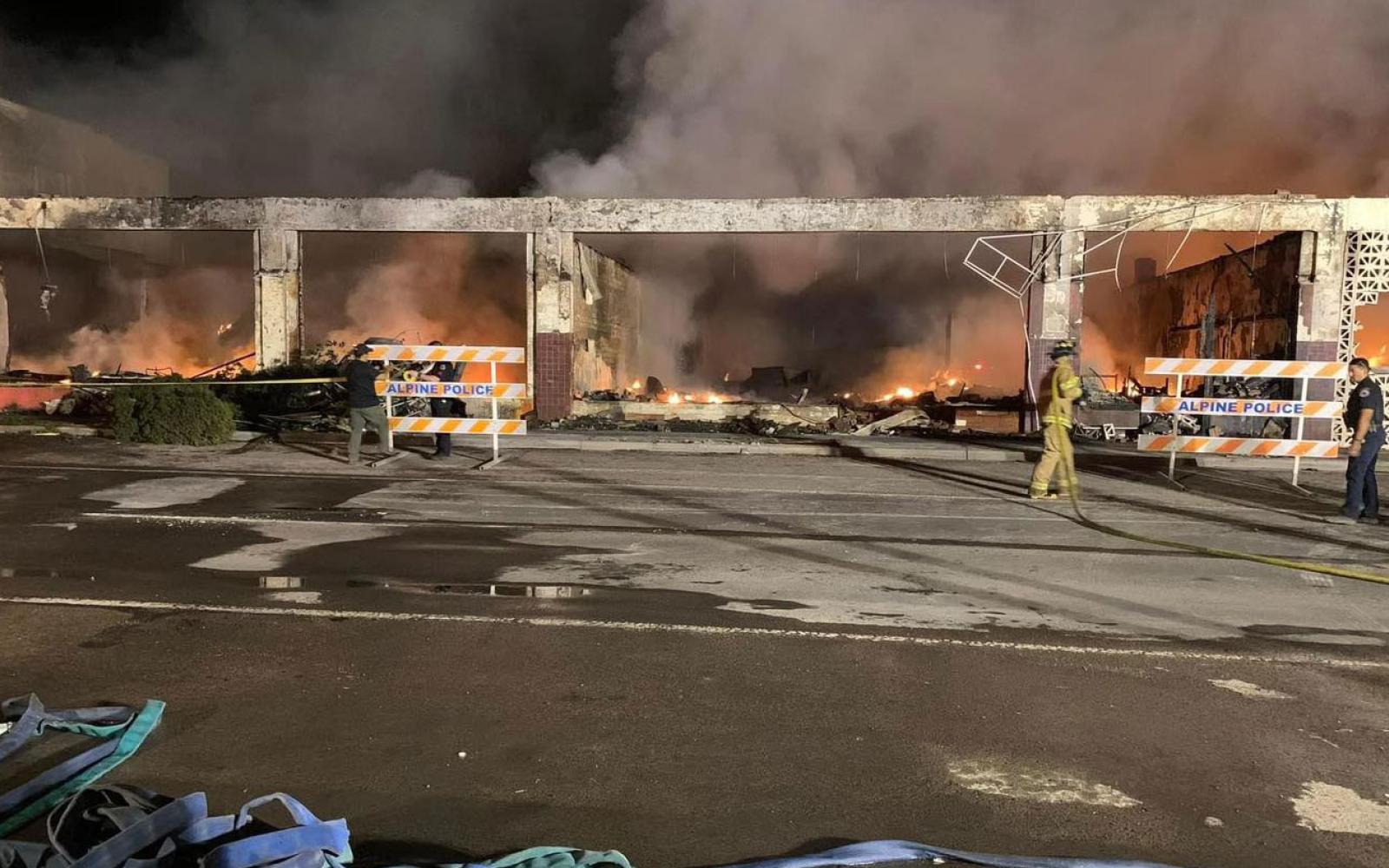 After the blaze in historic downtown Alpine on May 26, 2024.