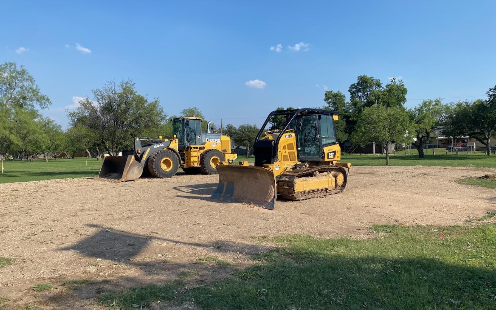 Heavy equipment in place to begin the Splash Pad construction at Unidad Park on May 26, 2024.