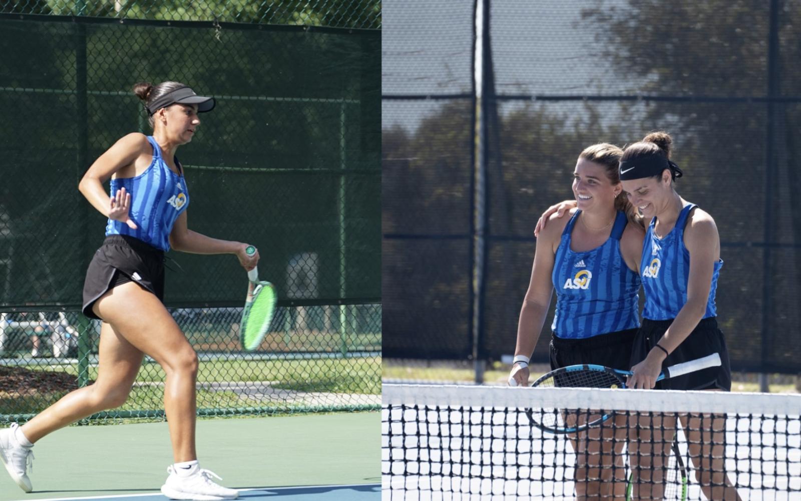 Angelo State Belles Letizia Corsini, Avery Durham, and Eva Schwartz