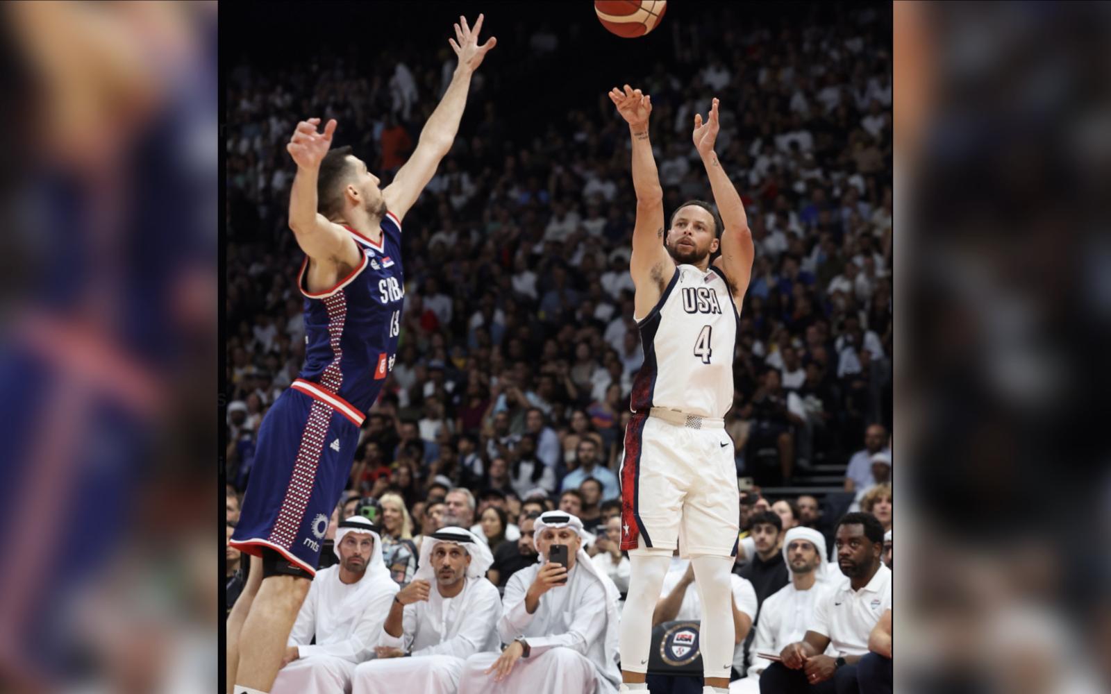 Team USA's Steph Curry led the USA with 24 points in the win over Serbia