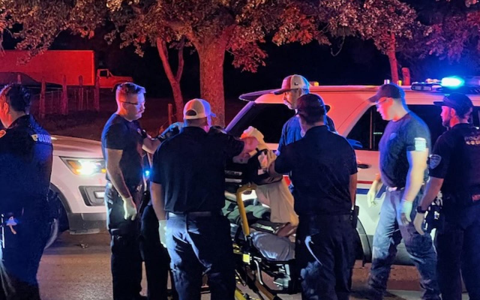 Man lay unconscious on a gurney following the bar fight. See "Brawl Erupts at Downtown Bar, Leaving One Man Seriously Injured" on August 31, 2024.