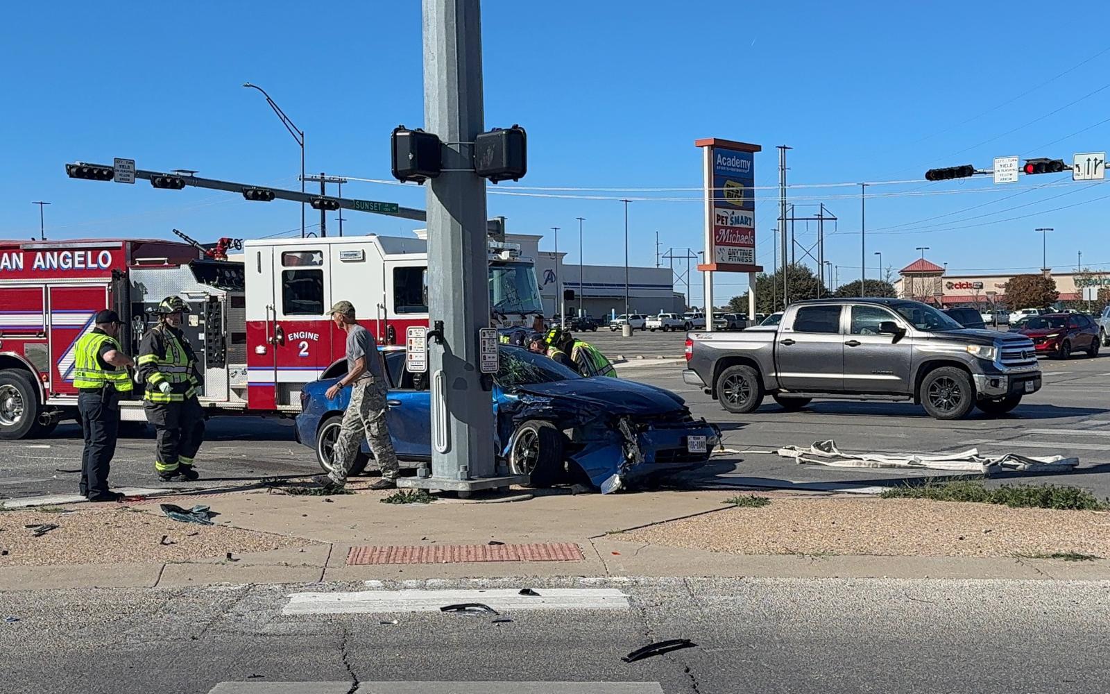 A three-vehicle crash on Sherwood Way on Monday caused two people to leave the scene in an ambulance.