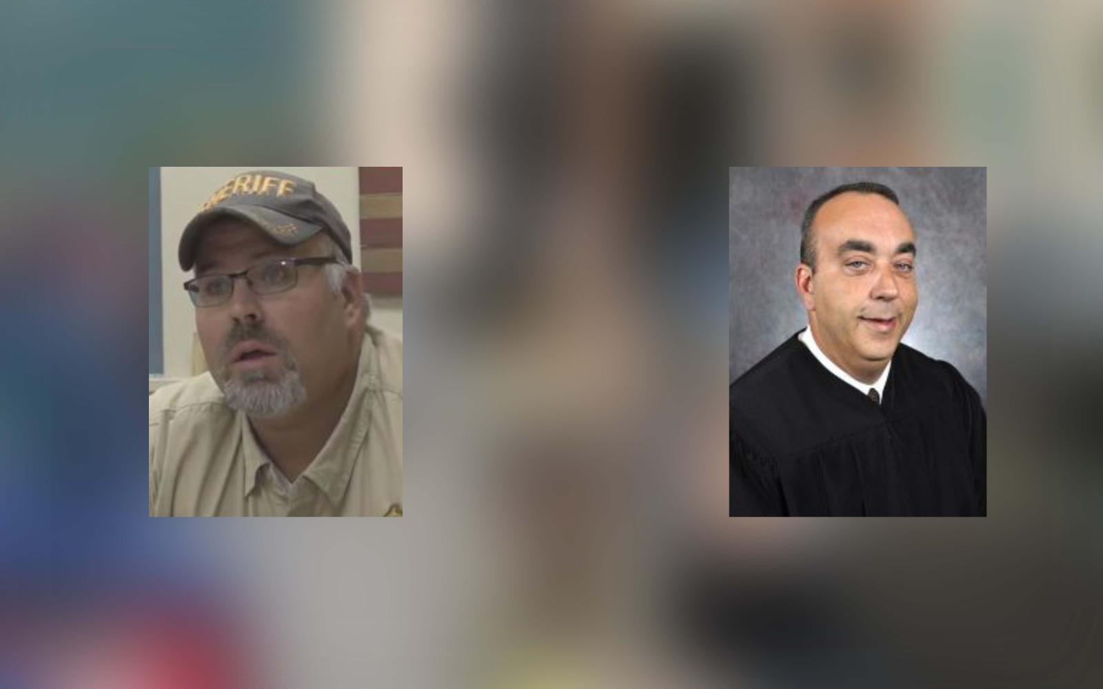 Pictured Left: Sheriff Shawn Stines, who is accused of fatally shooting Judge Kevin Mullins (right) in September amid allegations of a sextortion scheme involving court officials in Letcher County, Kentucky.