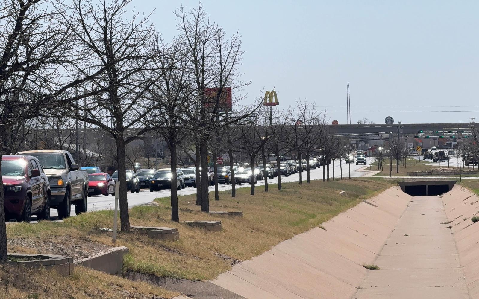 Traffic on N Bryant was snarled while the crash investigation continued on March 18 , 2025.
