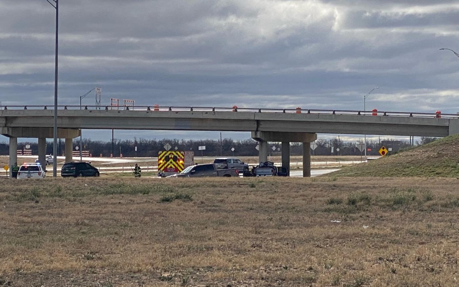 Pickup Slams into Highway Bridge Pillar