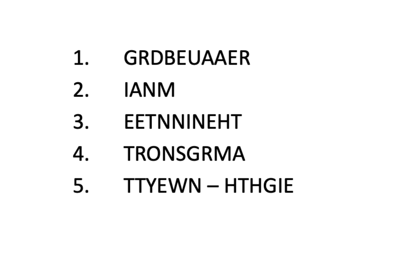 Hunt for Gold word scramble