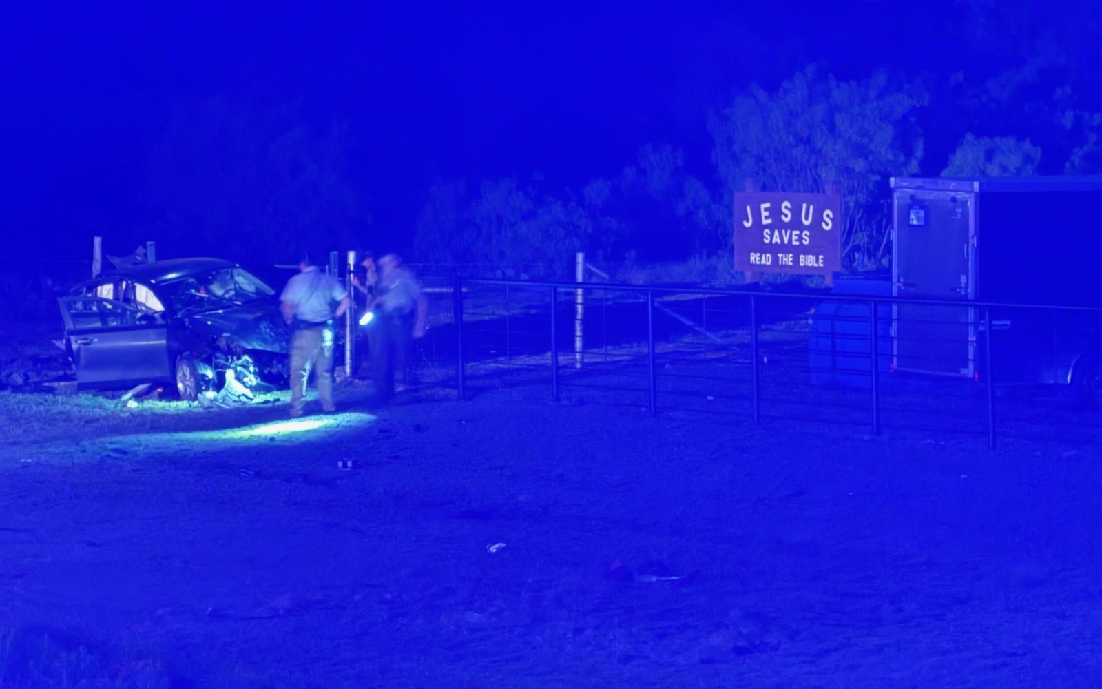 ‘Jesus Saves’ Sign Marks Scene of Crash on US 87 in Carlsbad