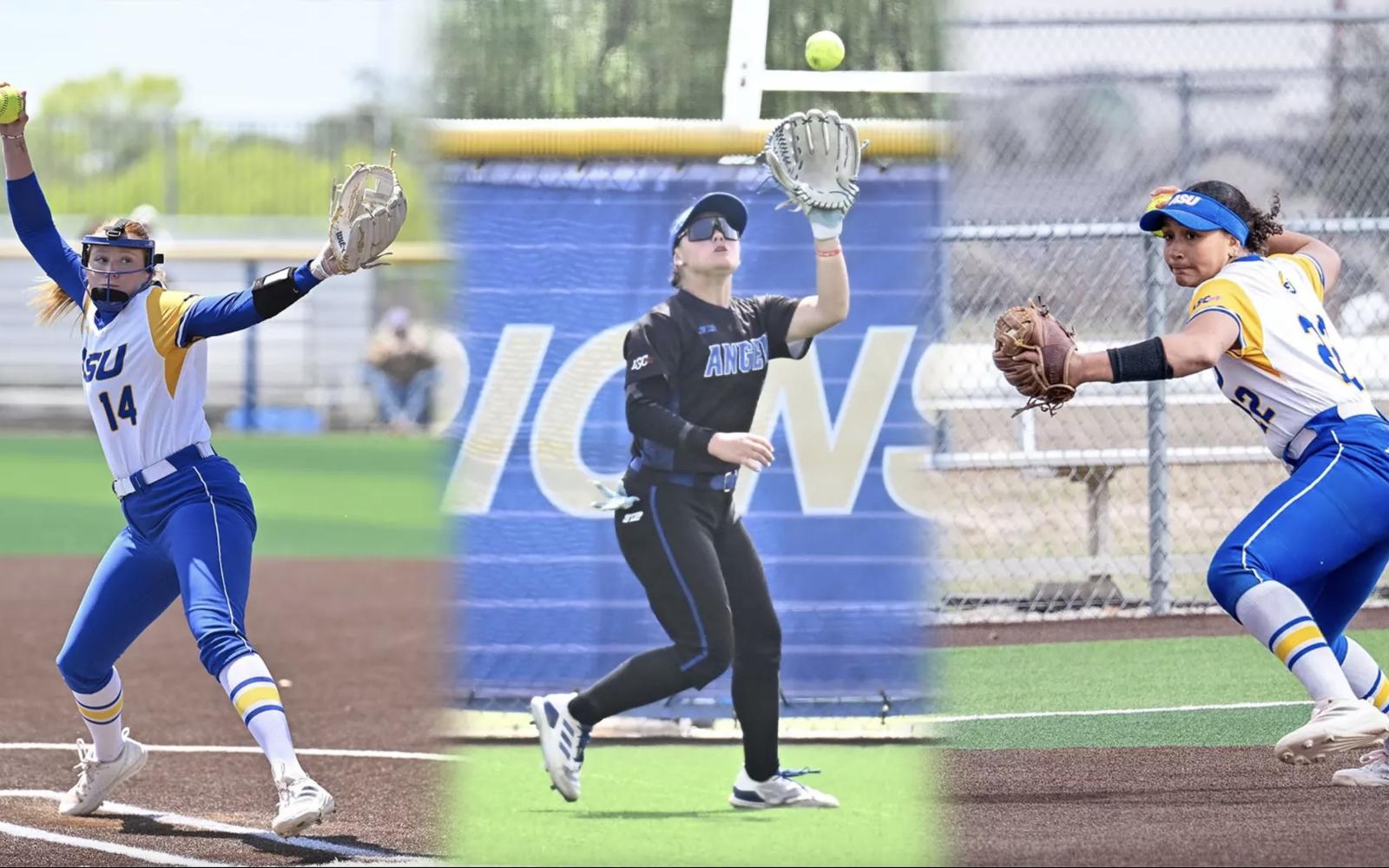 Angelo State Belles Cheyenne Floyd, Tatiana Trotter, Laylonna Applin