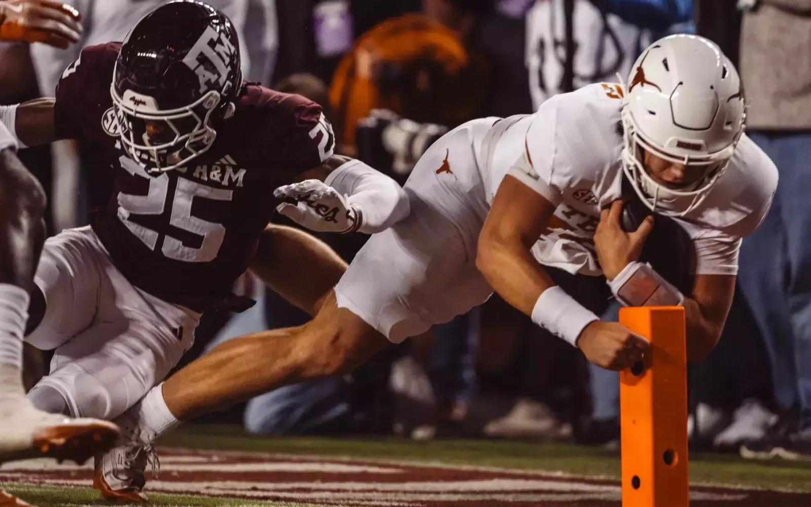 Texas Longhorns' Arch Manning in action against Texas A&M