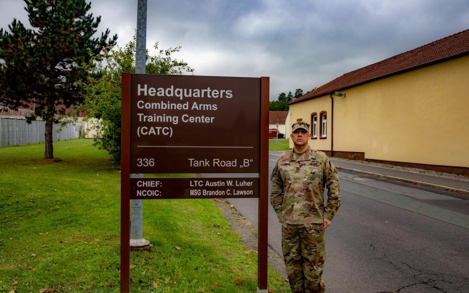 Photo By Spc. Adrian Greenwood | Master Sgt. Brandon C. Lawson, noncommissioned officer in charge of the Combined Arms Training Center, poses for photo in Vilseck, Germany, Sept. 29, 2025. Lawson is a native of San Angelo, Texas, and has served 20 years in the Army, stating his current assignment is among the most rewarding of his career. (U.S. Army photo by Spc Adrian Greenwood) 