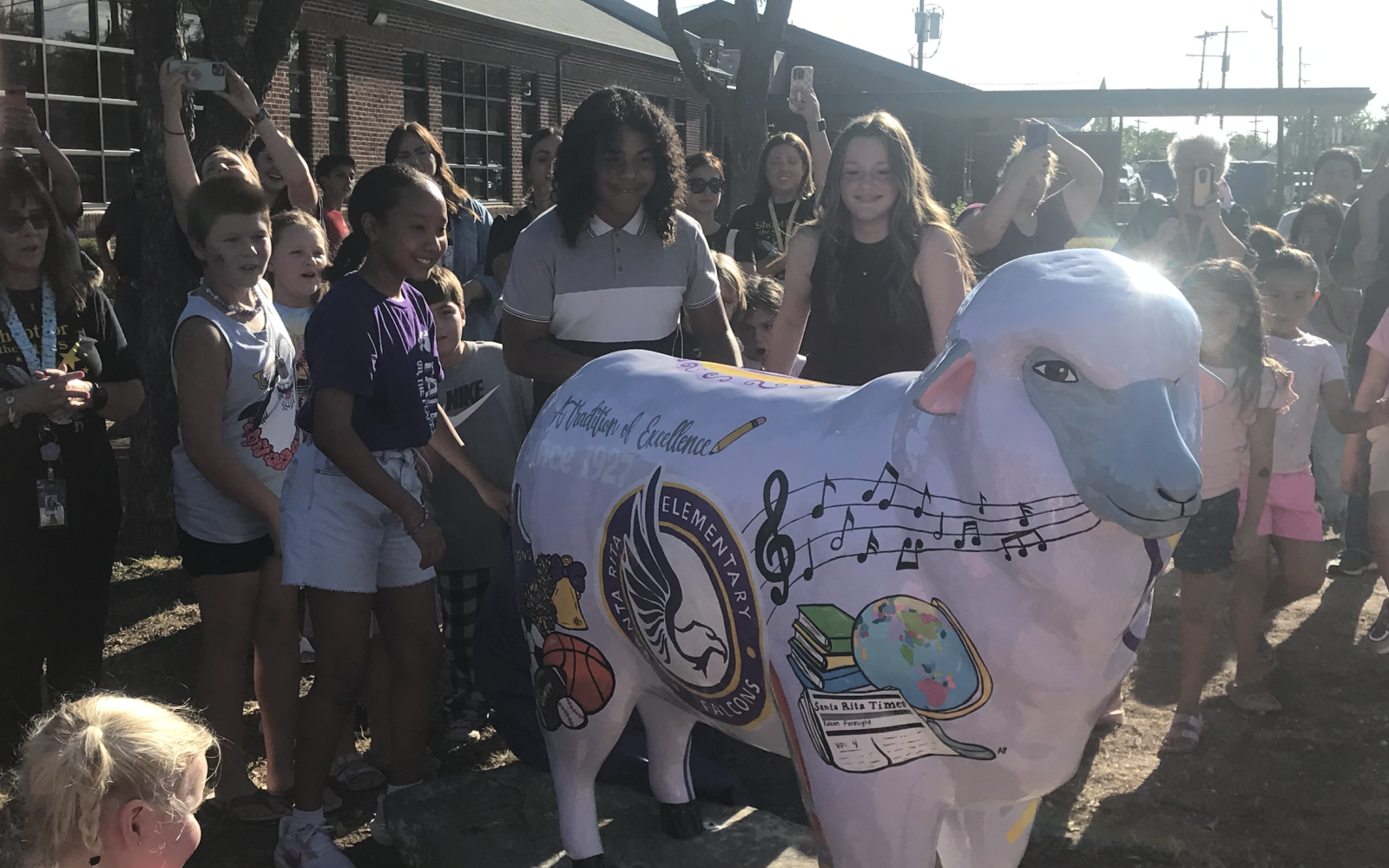 San Angelo’s newest fiberglass sheep was revealed to the public Tuesday evening at Santa Rita Elementary School.