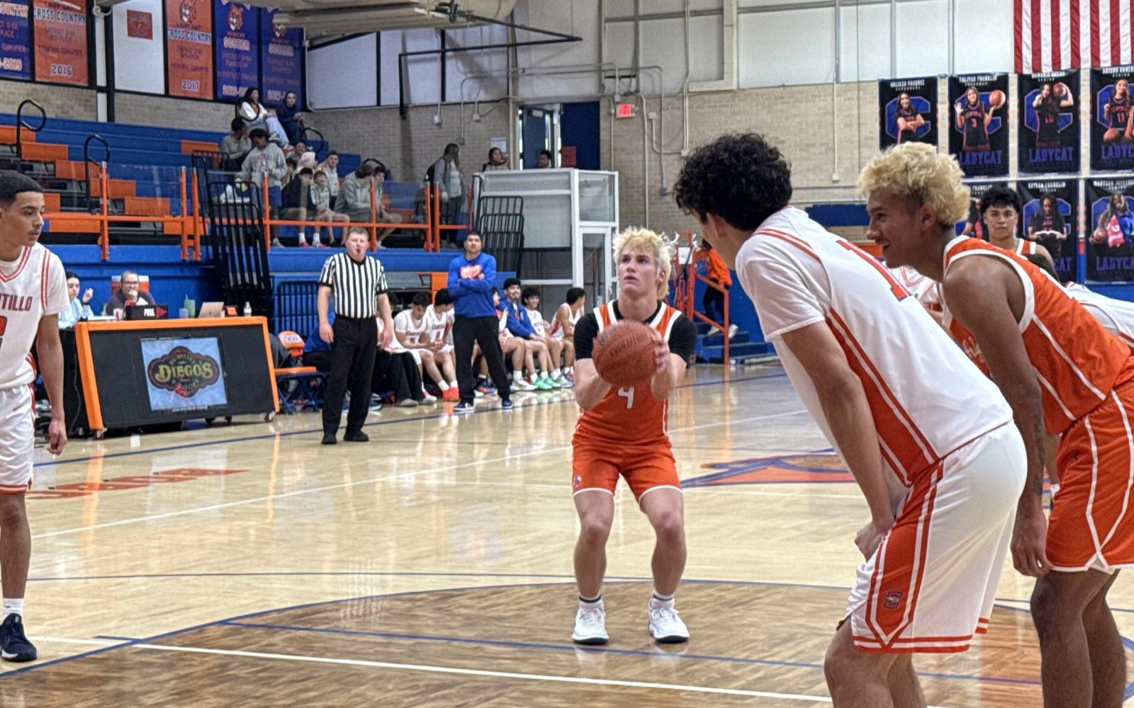 Central Bobcats' Micah Smith shoots a free throw against Canutillo during the 2025 Doug McCutchen Basketball Tournament