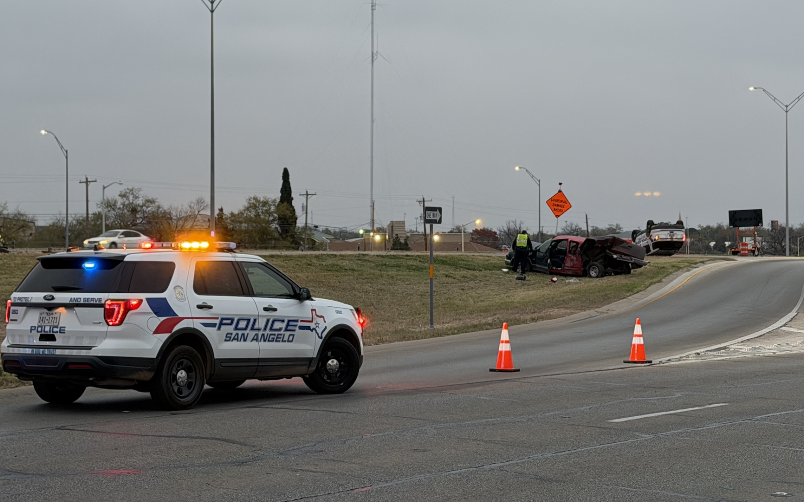 SAPD Cruiser Involved in Rollover Crash