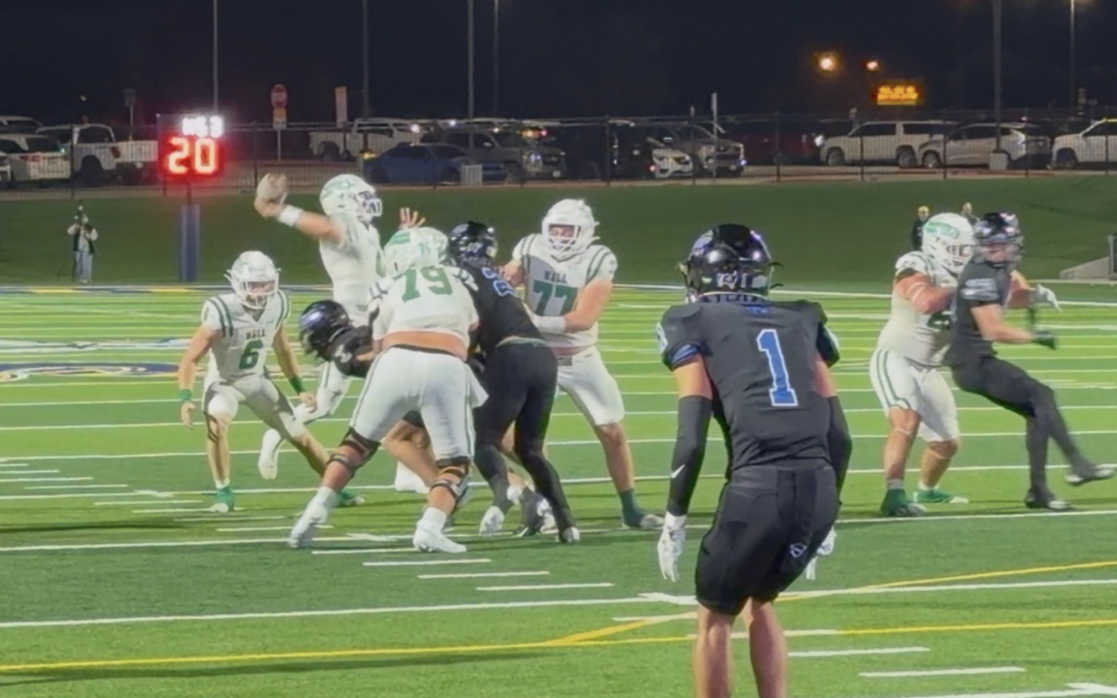 Wall Hawk Quarterback Landon York finds Kellan Oliver in the end zone