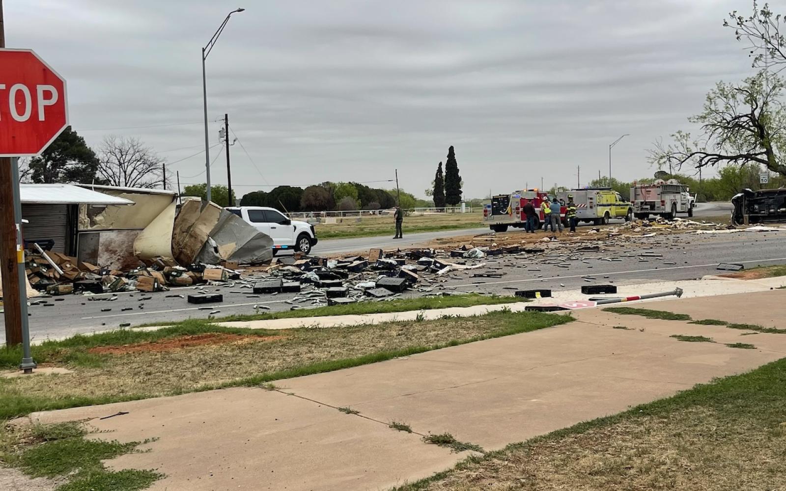 Cucumbers Block US 277 After Box Truck Overturns in Bronte