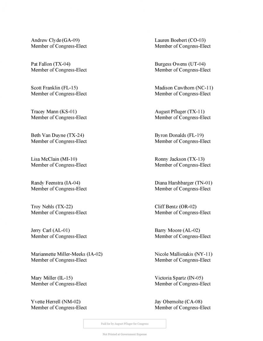 Pfluger letter on election dishonesty