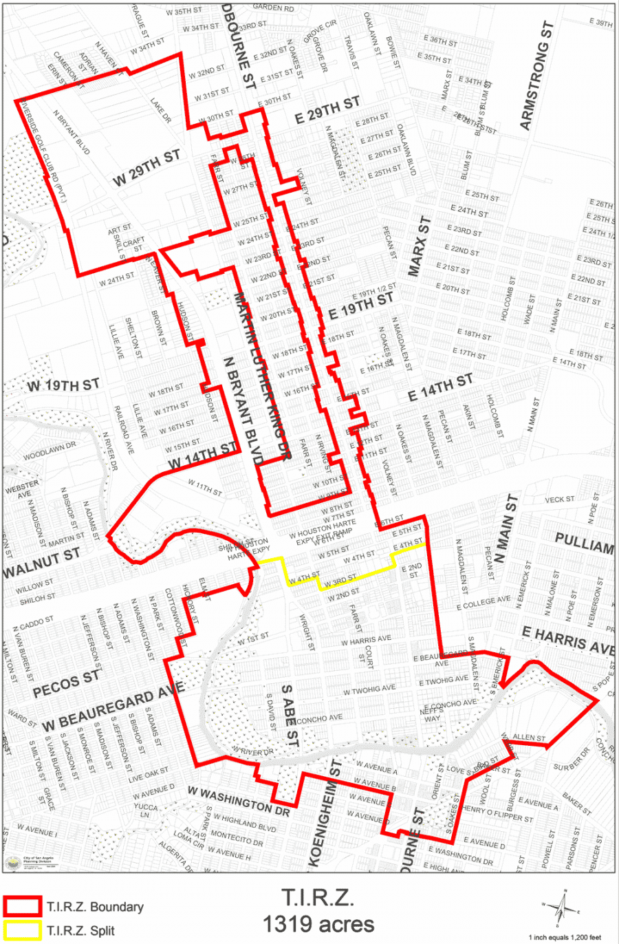 San Angelo TIRZ Map depicting Northern and Southern partitions