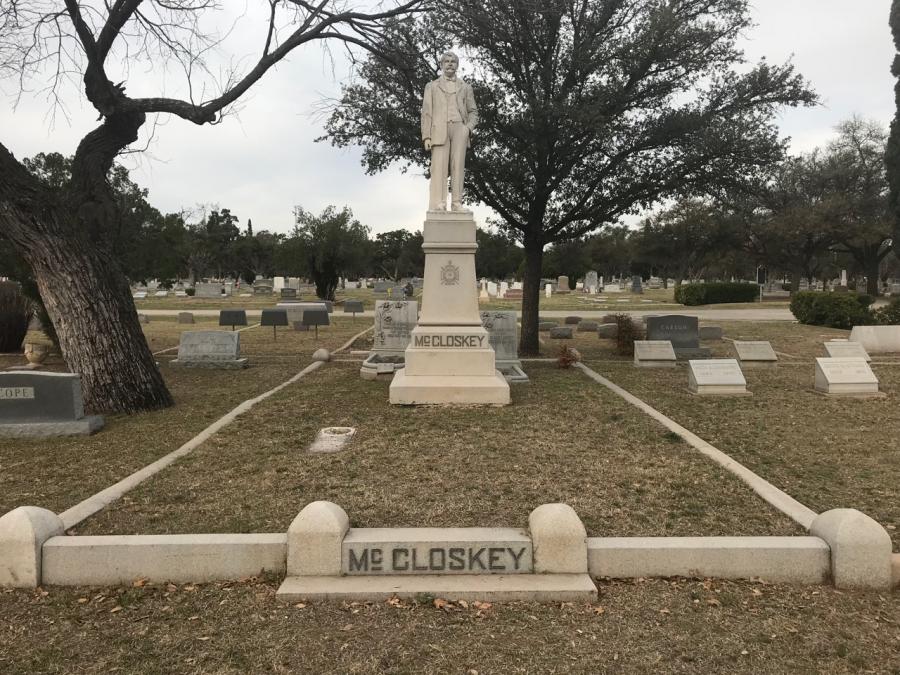 The McCloskey family burial site at Fairmount Cemetery in San Angelo, Texas.
