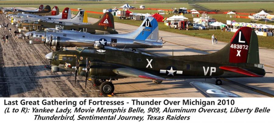 The final 8 B-17s that were still flying met at an airshow in Michigan in 2010. Today, only three remain airworthy.