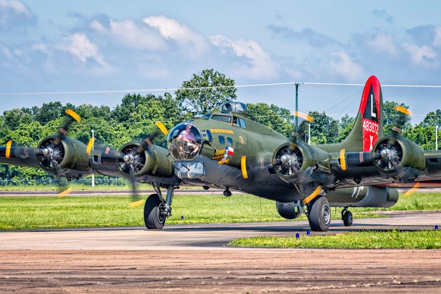 B-17G "Texas Raiders" operated by the Gulf Coast Wing of the Commemorative Air Force at the Millington Regional Jetport on May 13, 2017. (Photo by Angelo Bufalino, used with permission)