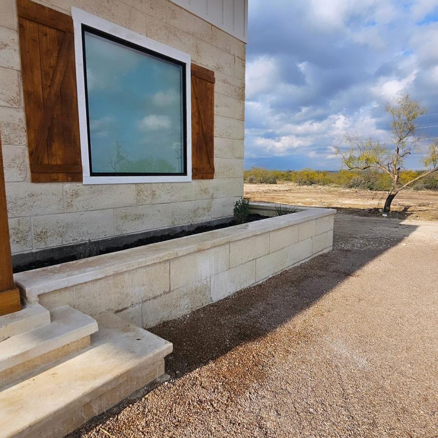 A closer look at an AussieRock exterior at a home that is under construction near San Antonio.