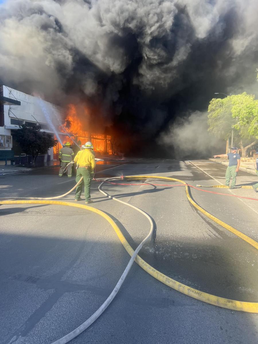 Downtown Alpine, Texas fire on May 26, 2024.
