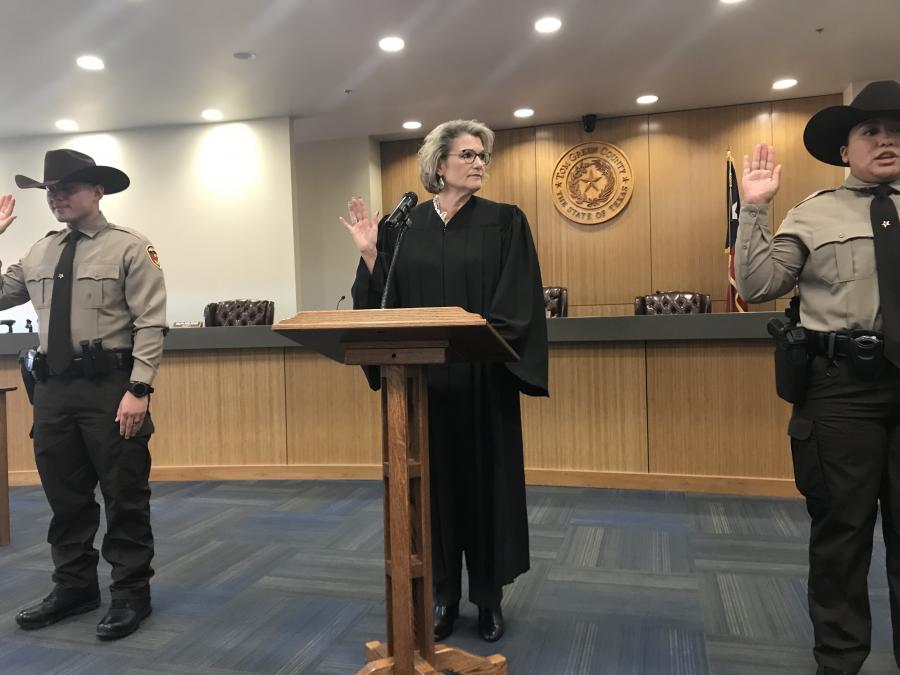 Ryan DeLaCruz, 25, from San Angelo, and Ida Rodriguez, 21, from Ozona, were sworn in by Justice of the Peace Precinct 3 Stacye Speck during a ceremony in the County Commissioners Courtroom.