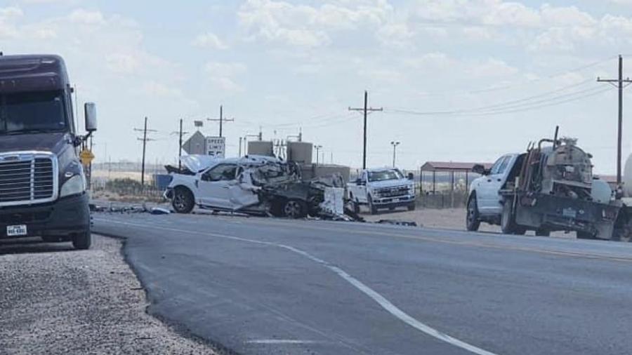 West Texas Oil Field Crash Wrecks Two Work Trucks