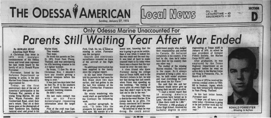 Odessa Marine Pilot Accounted for Decades After Vietnam War