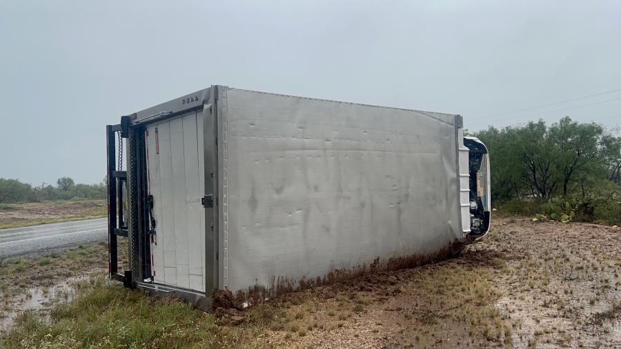 Box Truck Carrying Wine Overturns on Wet San Angelo Road
