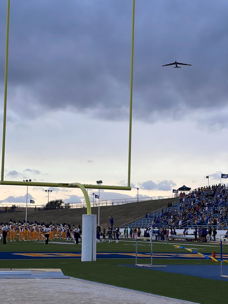 The B-52H flyover at Angelo State University on Nov. 2, 2024.