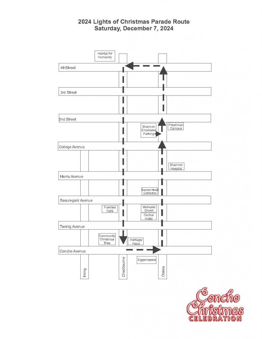2024 San Angelo Christmas Parade Map