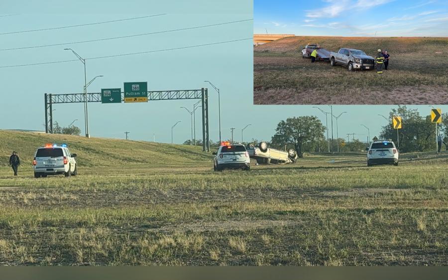 One person was hospitalized after a rollover crash Wednesday afternoon on the East Houston Harte Frontage Road near the Pulliam Street exit.
