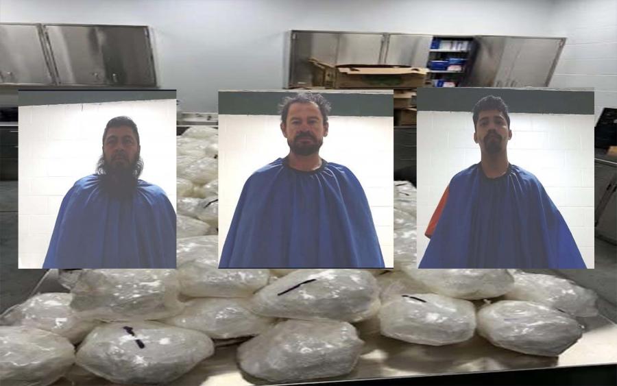 A traffic stop in Liberty County led to the seizure of 344 pounds of methamphetamine and the arrest of three men, all of whom had been previously deported, according to the Liberty County Sheriff’s Office.
