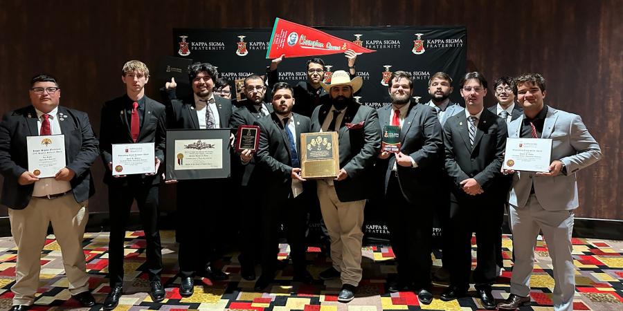 ASU Kappa Sigma members with their national awards