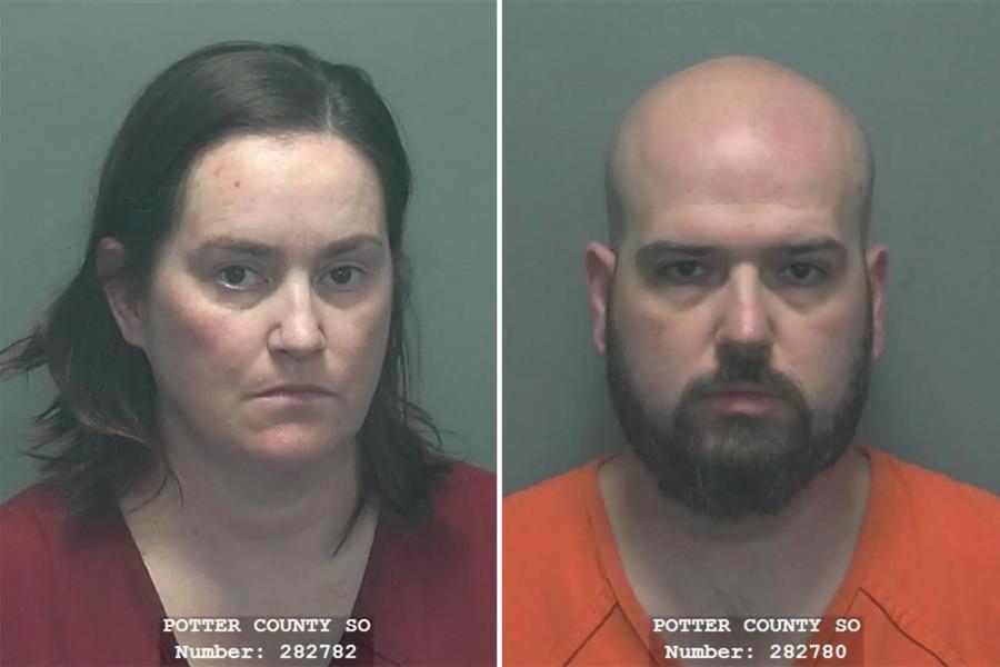 Former Texas Department of Criminal Justice officers Crystal Janelle West (left) and William Eugene Romero (right) were arrested and charged after an inmate died inside a burning cell at the William P. Clement Unit in Amarillo. (Potter County Sheriff’s Office)
