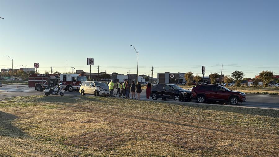 Five vehicles crashed on Sherwood Way Monday, sending one person to the hospital and resulting in a citation, police said.