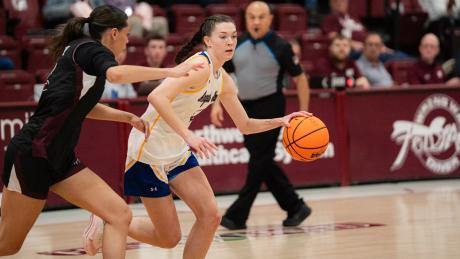 Angelo State's Stevi Lockhart drives against West Texas A&M on Thursday, Feb. 26, 2026.